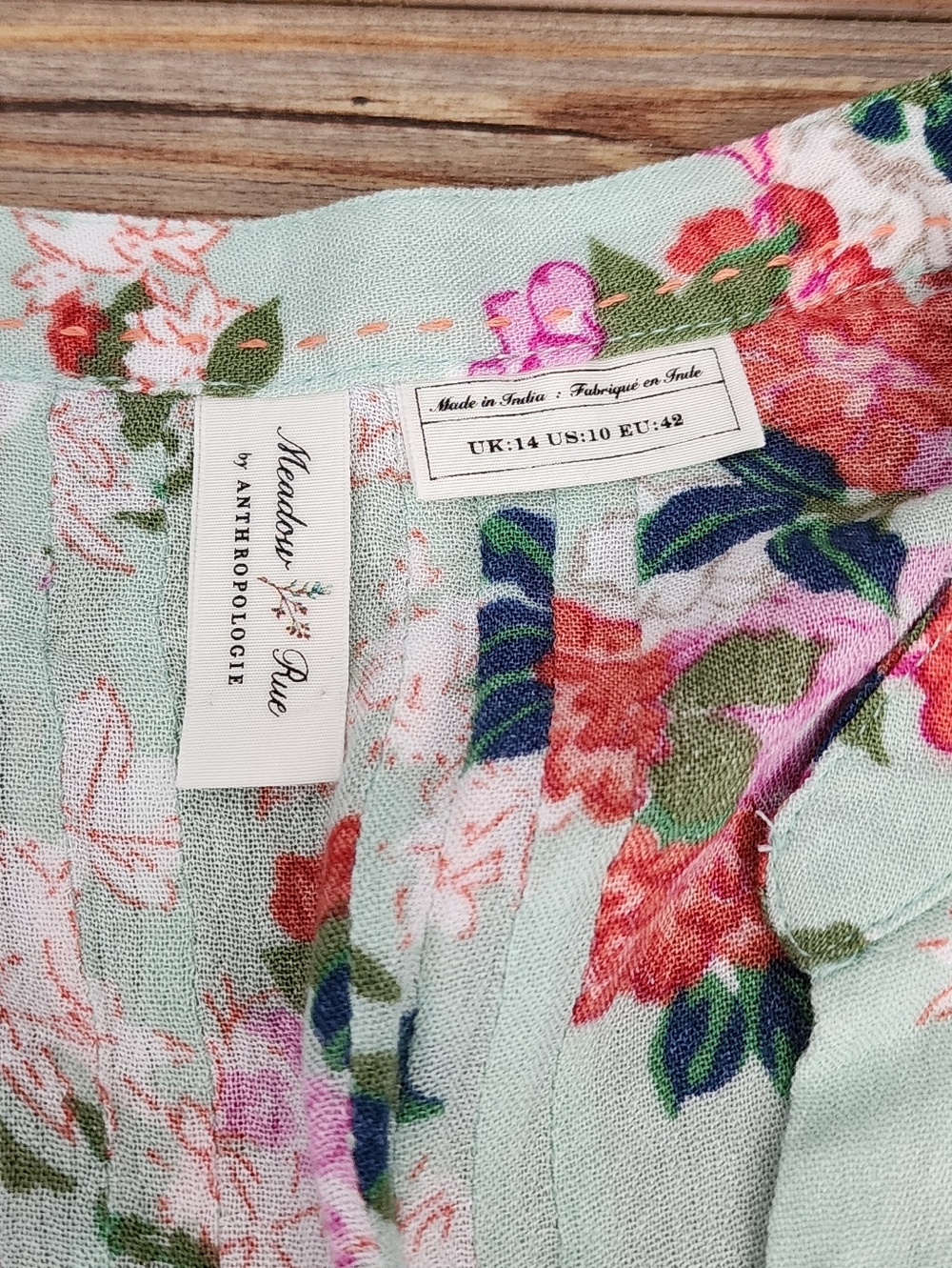 Anthropologie Meadow Rue Top Women's 10 Mint Green Floral Sleeveless - Picture 7 of 13